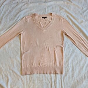 Quince V Neck Sweater Size Small Cashmere Blend Petal Pink